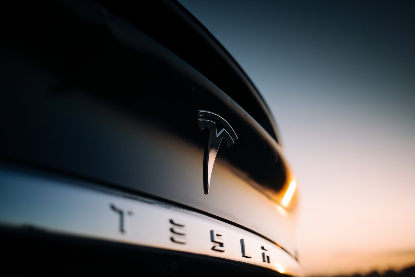 Close up of Tesla car
