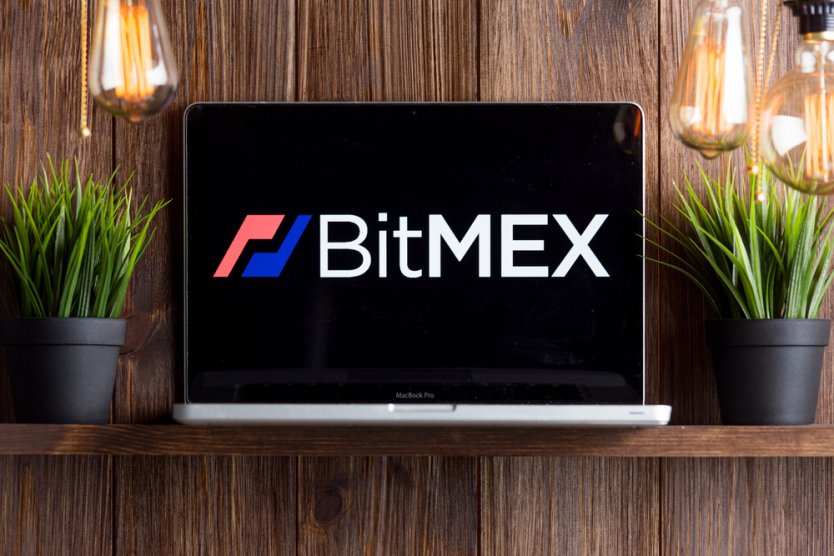 Bitmex logo on a laptop screen 