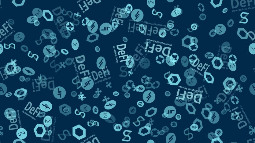 Various tokens and 'DeFi' logo intermingling with each other – Photo: Shutterstock