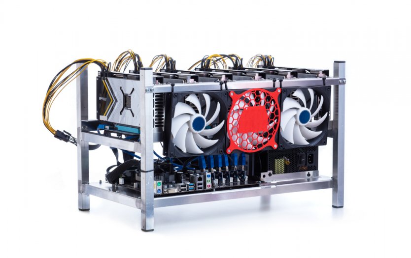 A typical computer rig used by crypto miners
