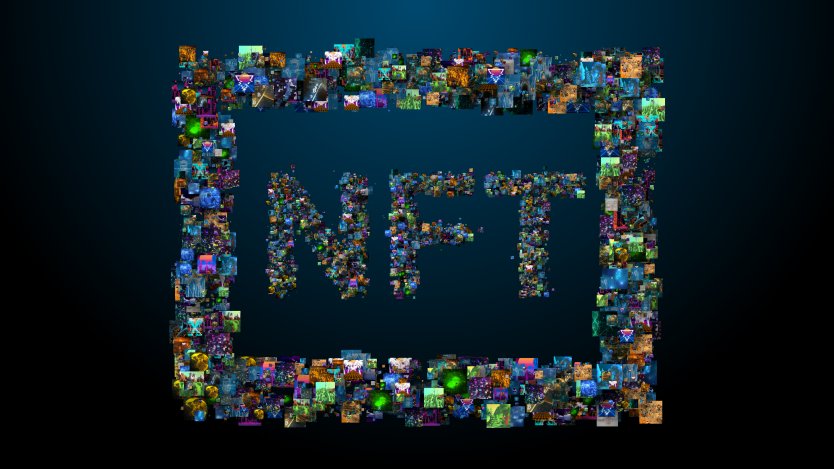 The word NFT made up from small NFT images