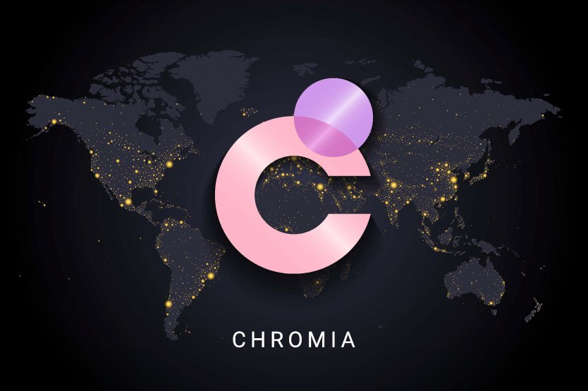 Chromia logo on a map of the world at night