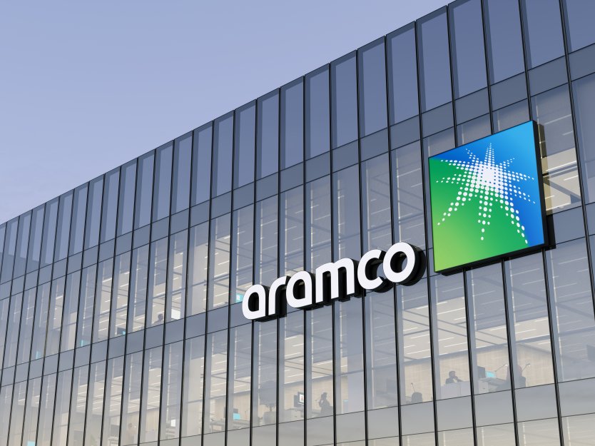Aramco logo on building