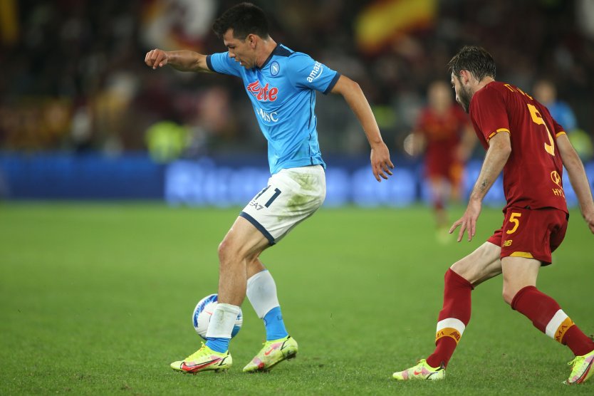 Hirving Lozano, SSC Napoli player, in action 
