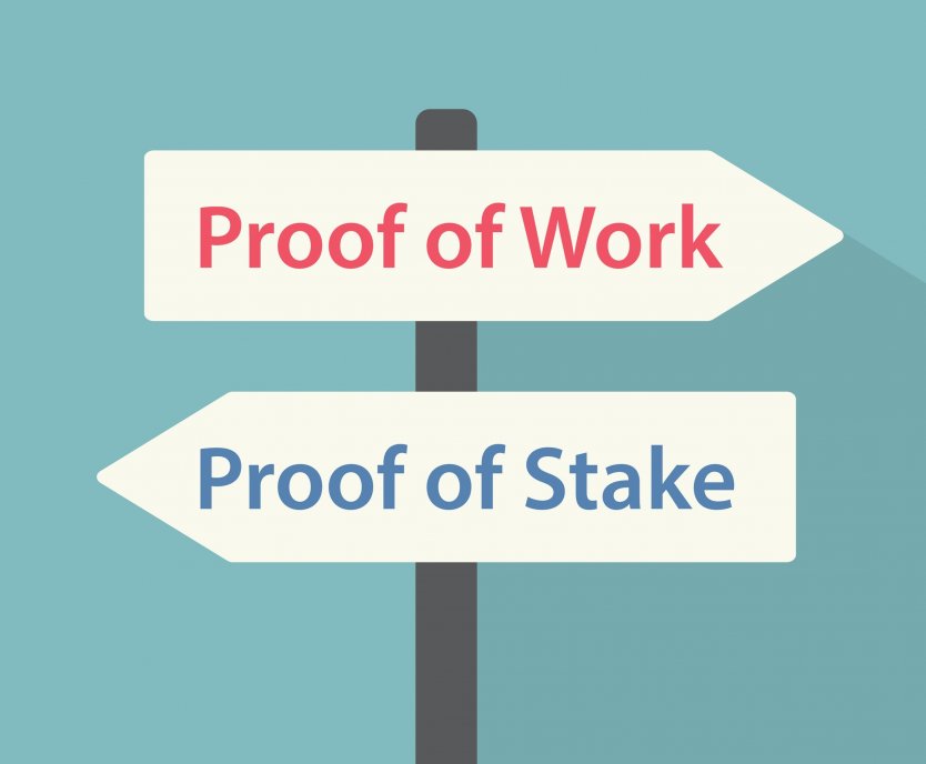Road signs, one with proof of work, another with proof of stake – Photo: Shutterstock