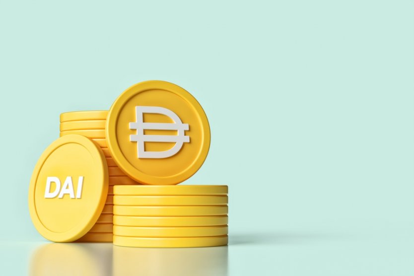 Two stacks of Dai stablecoins 