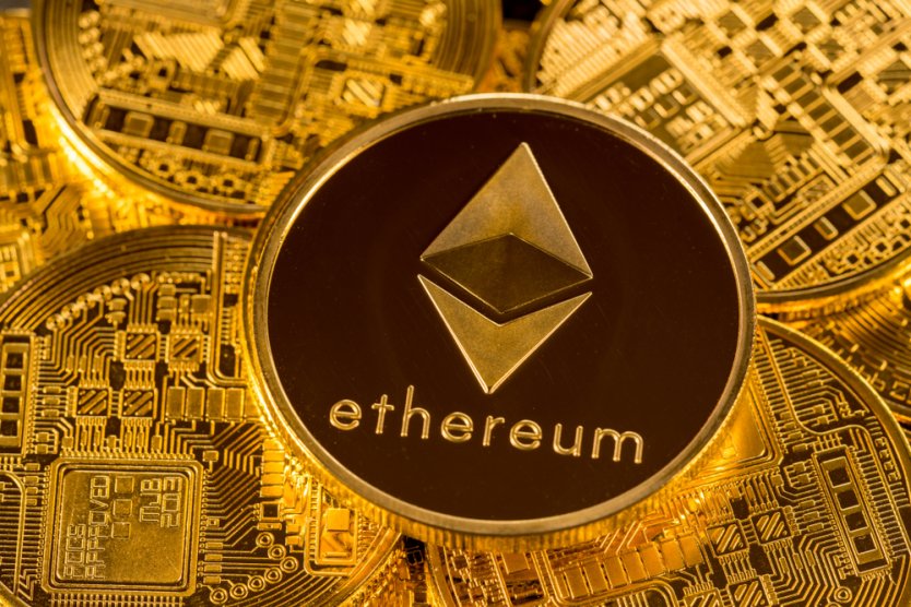 A gold ether coin